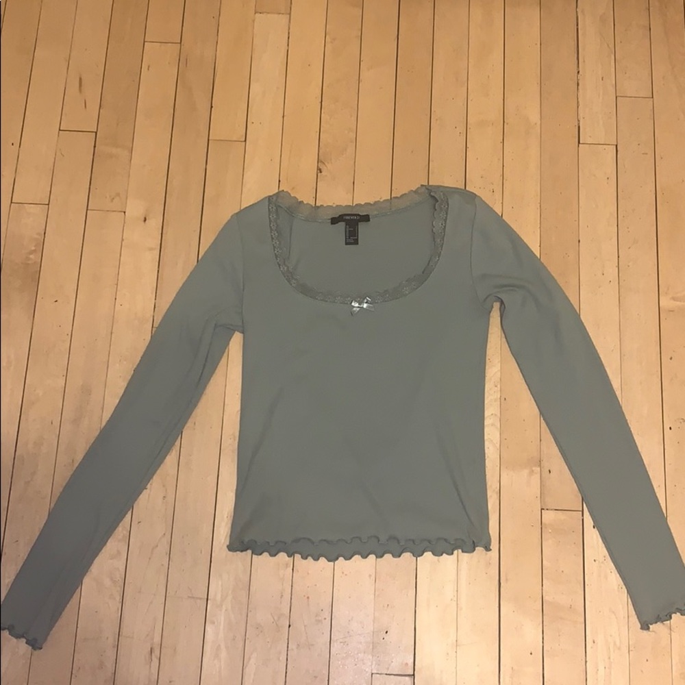Light Green Forever 21 Long Sleeve Top